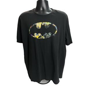 Batman Logo T-Shirt with Comic Book Panel Art Joker Print  - Size 2XL Black Tee